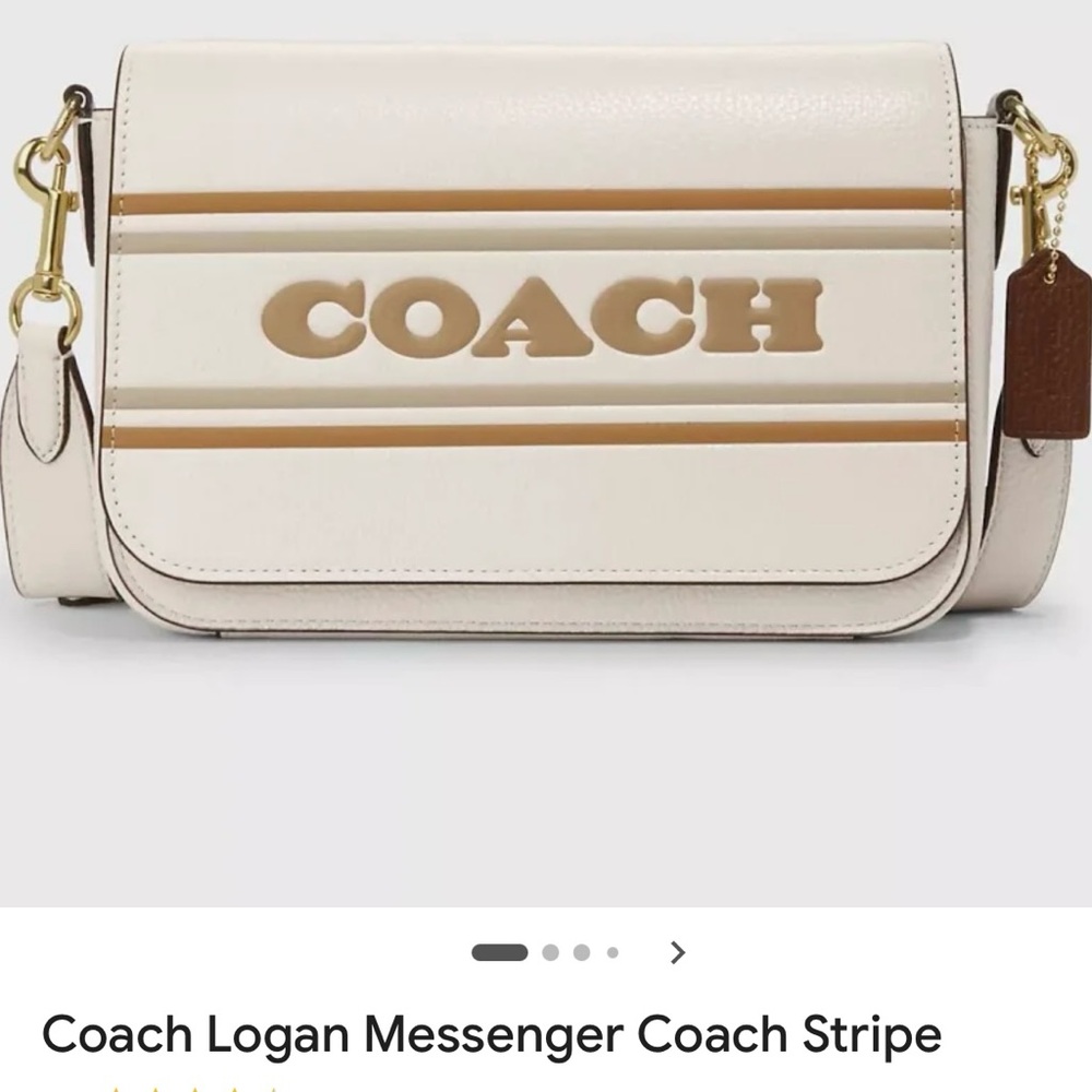 Coach Logan Messenger Bag in Chalk with Tan Stripes